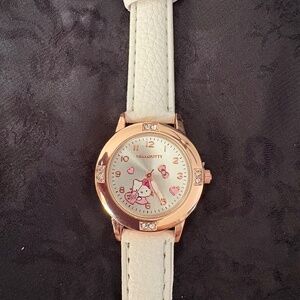 Sanrio Hello Kitty White Strap Quartz Watch | Rose Gold Tone 30mm Cute Kawaii